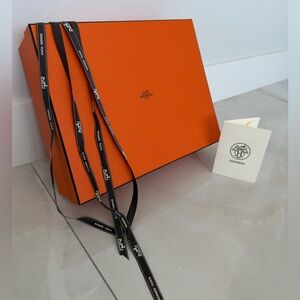 Hermès Gift Box with Logo Ribbon and Receipt Holder